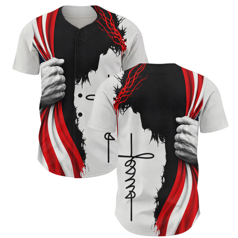 Christianartworkshop Corona di spine Gesù silhouette Maglia da baseball unisex patriottica - 5XL - image 0