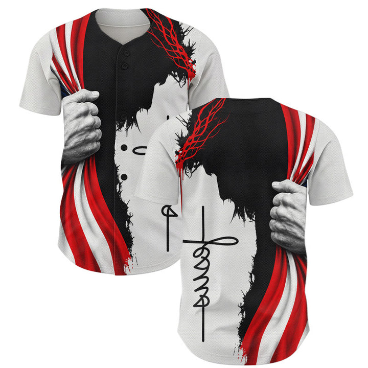 Christianartworkshop Corona di spine Gesù silhouette Maglia da baseball unisex patriottica - 5XL - image 0