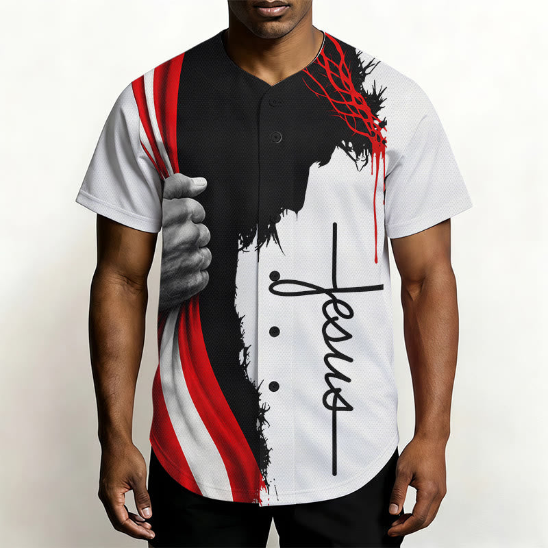 Christianartworkshop Corona di spine Gesù silhouette Maglia da baseball unisex patriottica - image 3