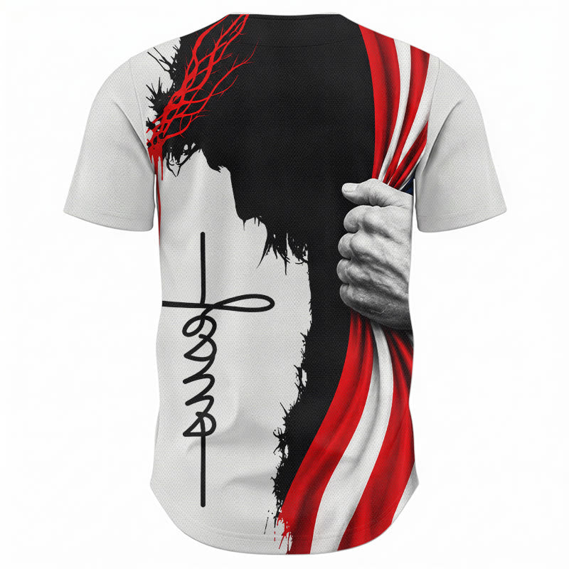Christianartworkshop Corona di spine Gesù silhouette Maglia da baseball unisex patriottica - image 2