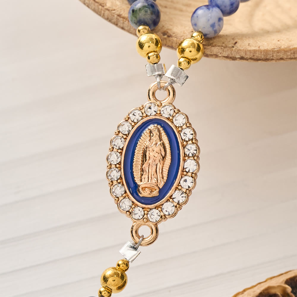 Braccialetto rosario magnetico in agata fragola Christianartworkshop : emblema di grazia divina e purezza - image 9