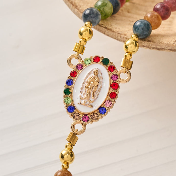 Braccialetto rosario magnetico in agata fragola Christianartworkshop : emblema di grazia divina e purezza - image 12