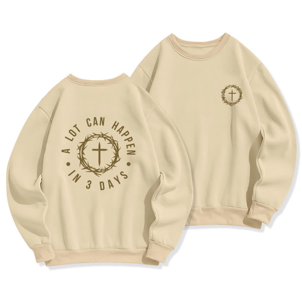 Christianartworkshop Felpa in pile con stampa a croce sul retro "Three Days Thorn" - Beige - 2XL - image 14