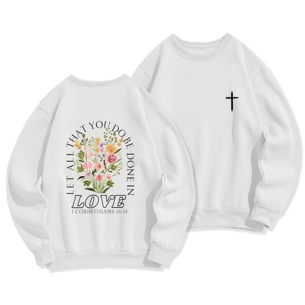 Christianartworkshop Felpa in pile con stampa incrociata sulla schiena e scritta "Love In Bloom" - Bianco - 2XL - image 0