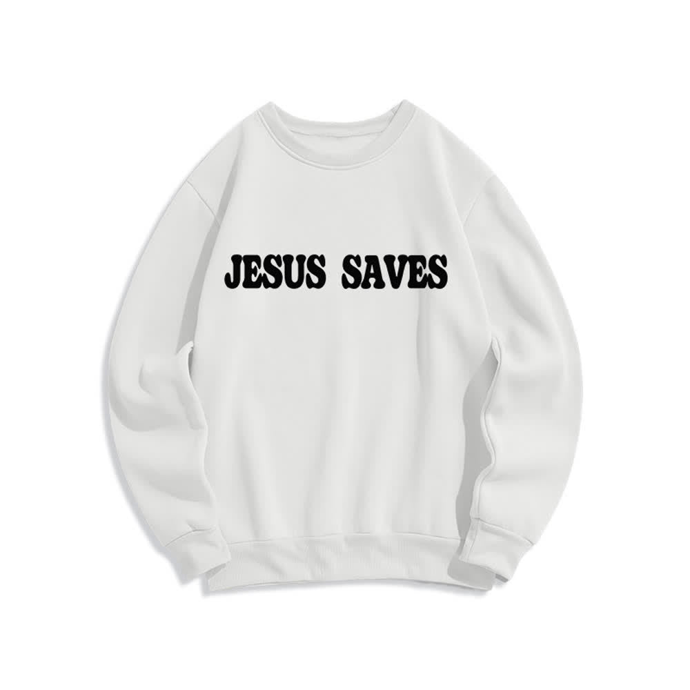 Christianartworkshop Felpa girocollo oversize con fodera in pile "Jesus Saves" - image 2
