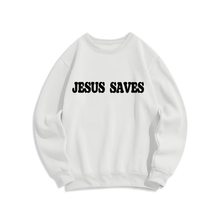 Christianartworkshop Felpa girocollo oversize con fodera in pile "Jesus Saves" - image 2