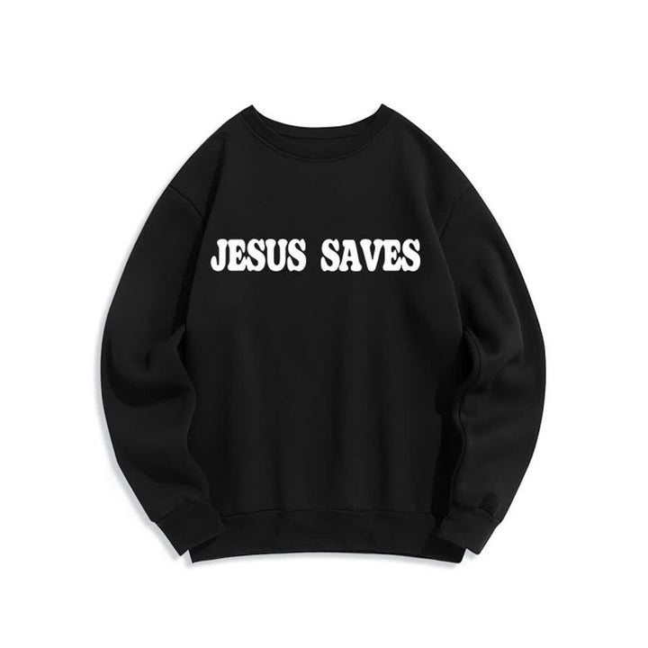 Christianartworkshop Felpa girocollo oversize con fodera in pile "Jesus Saves" - image 5