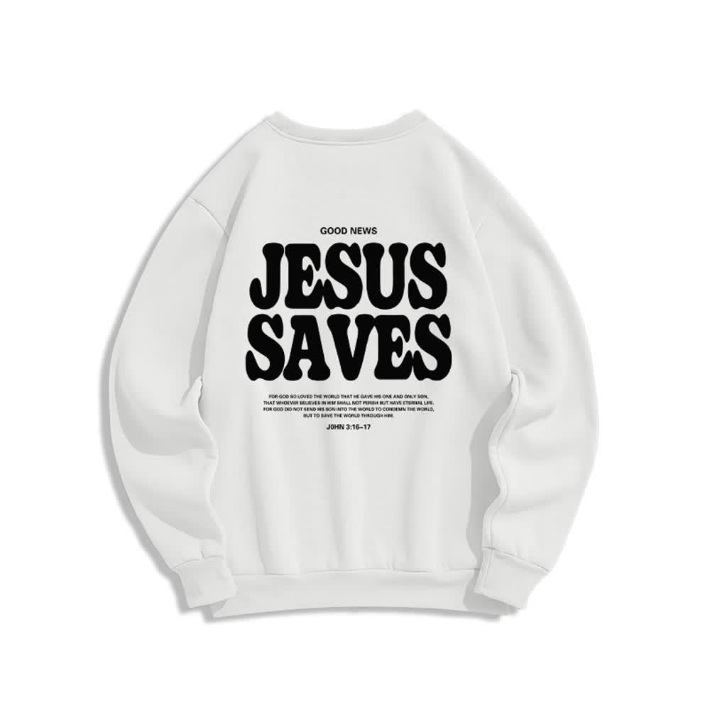 Christianartworkshop Felpa girocollo oversize con fodera in pile "Jesus Saves" - image 1