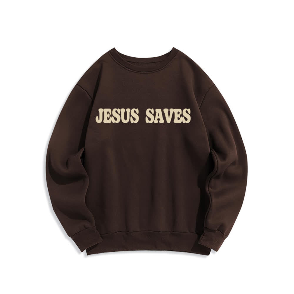 Christianartworkshop Felpa girocollo oversize con fodera in pile "Jesus Saves" - image 8