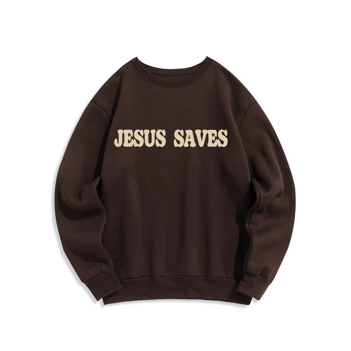 Christianartworkshop Felpa girocollo oversize con fodera in pile "Jesus Saves" - image 8