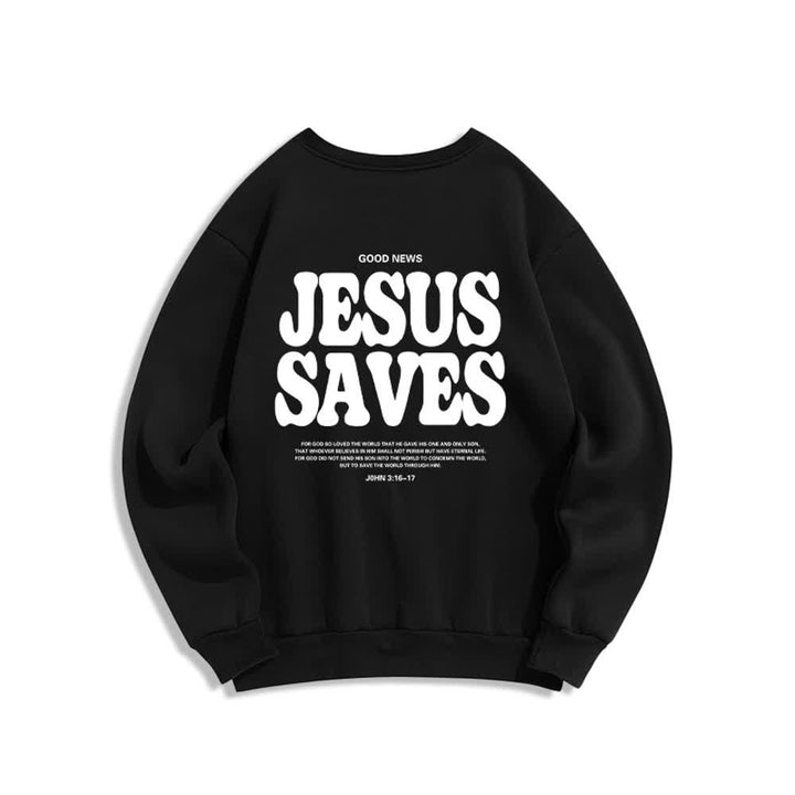 Christianartworkshop Felpa girocollo oversize con fodera in pile "Jesus Saves" - image 4