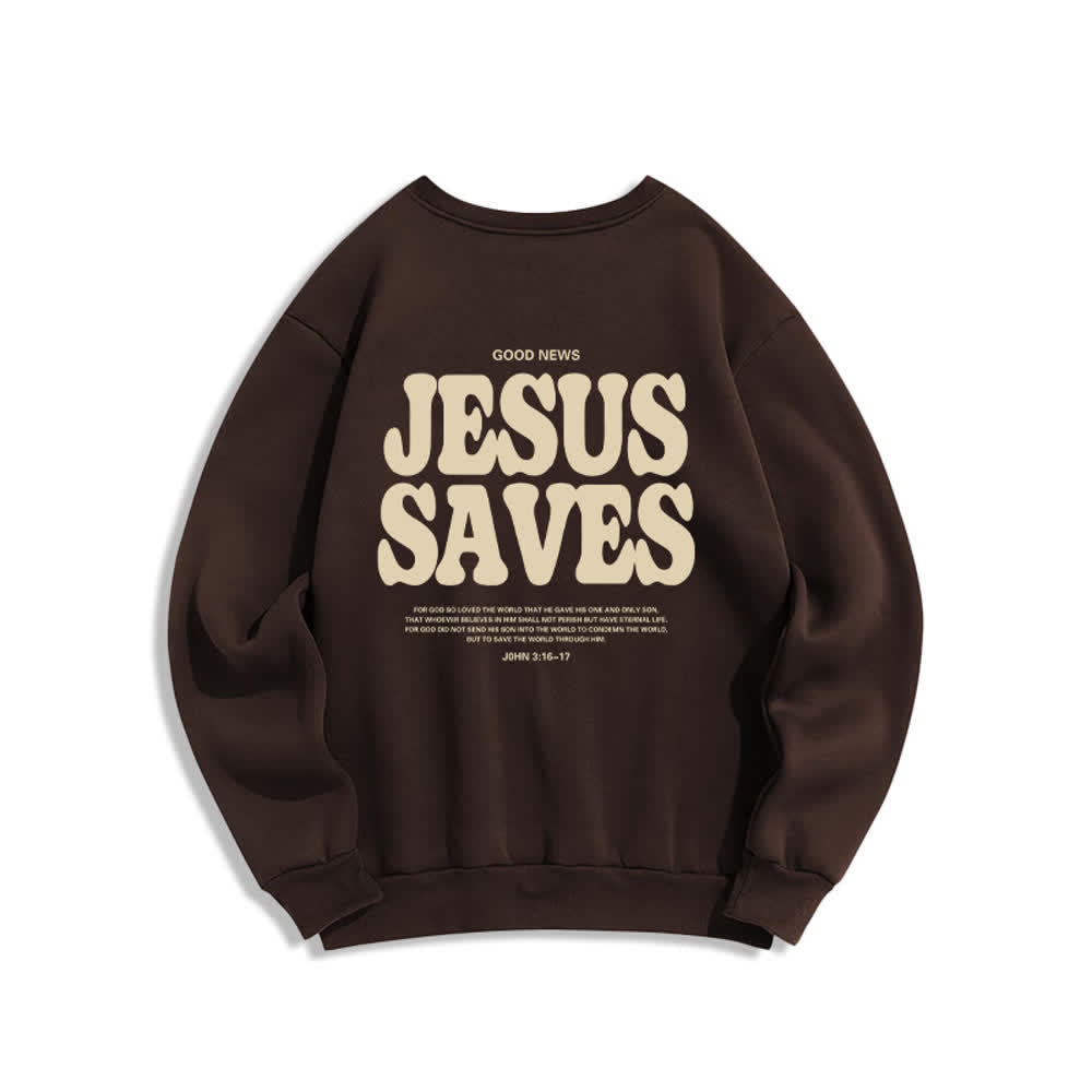 Christianartworkshop Felpa girocollo oversize con fodera in pile "Jesus Saves" - image 7