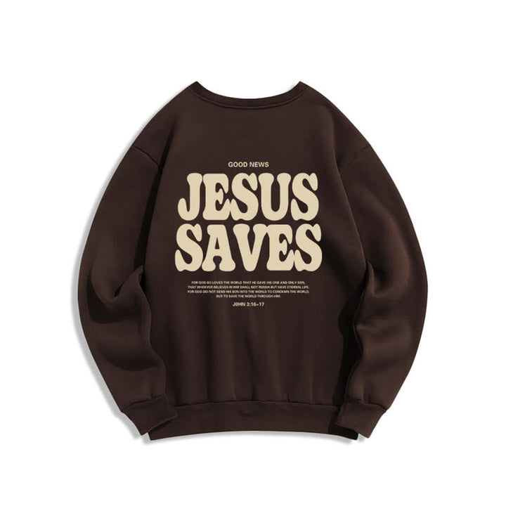 Christianartworkshop Felpa girocollo oversize con fodera in pile "Jesus Saves" - image 7