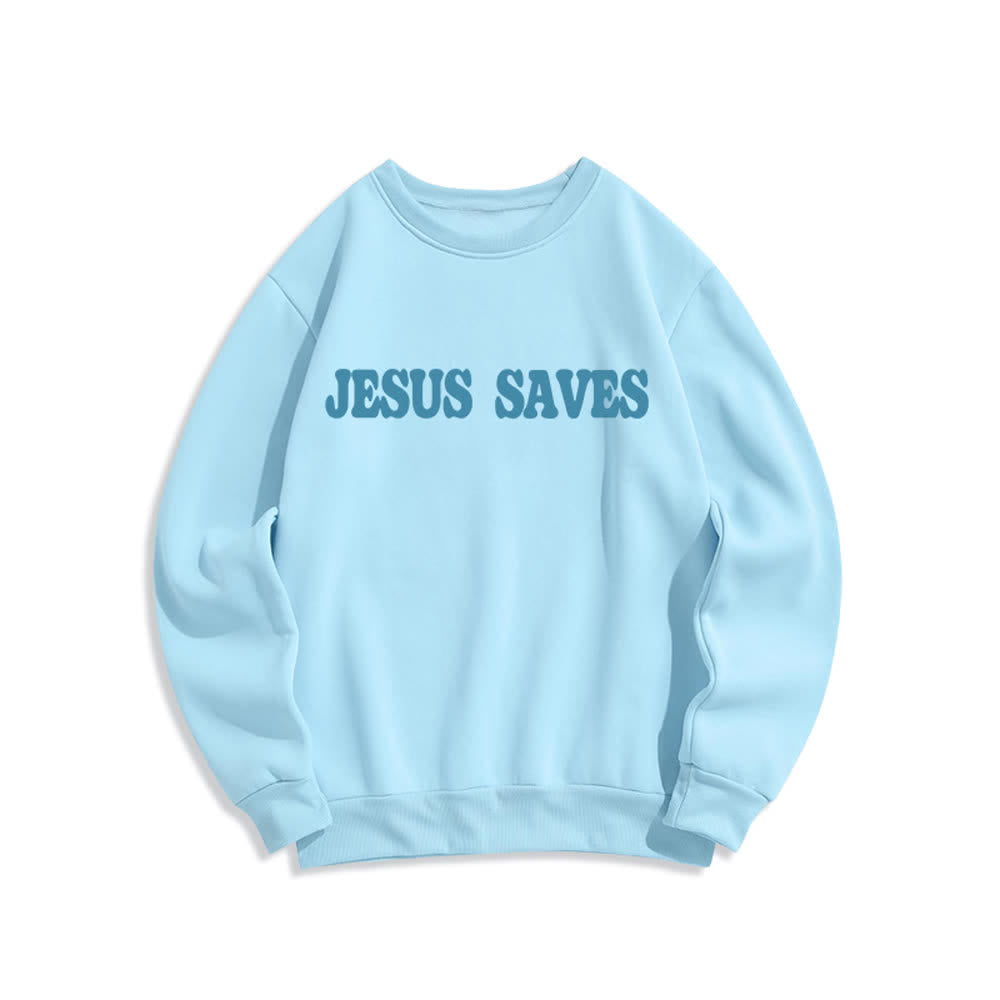 Christianartworkshop Felpa girocollo oversize con fodera in pile "Jesus Saves" - image 11