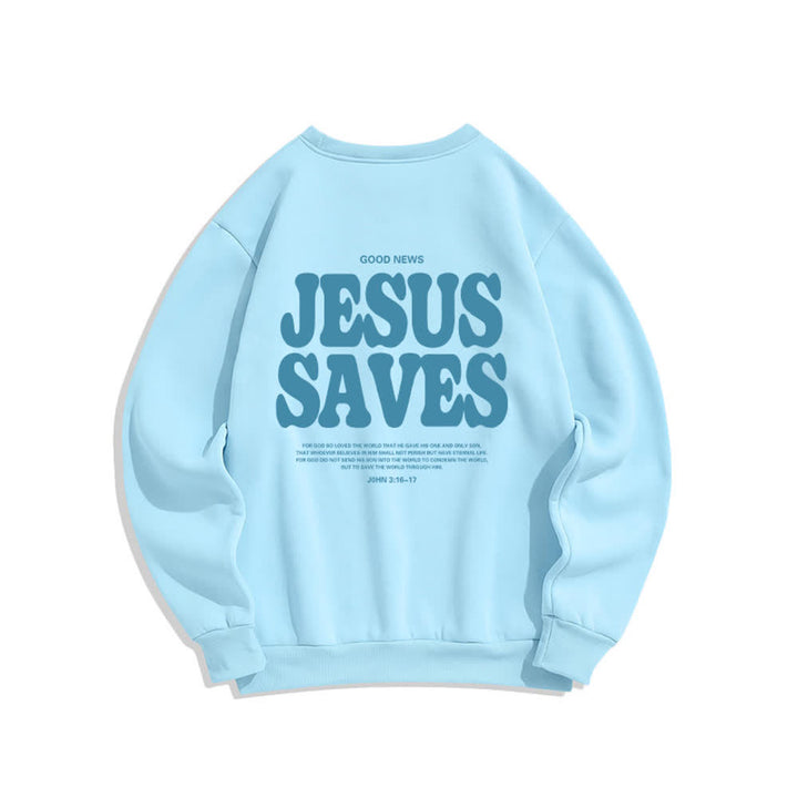 Christianartworkshop Felpa girocollo oversize con fodera in pile "Jesus Saves" - image 10