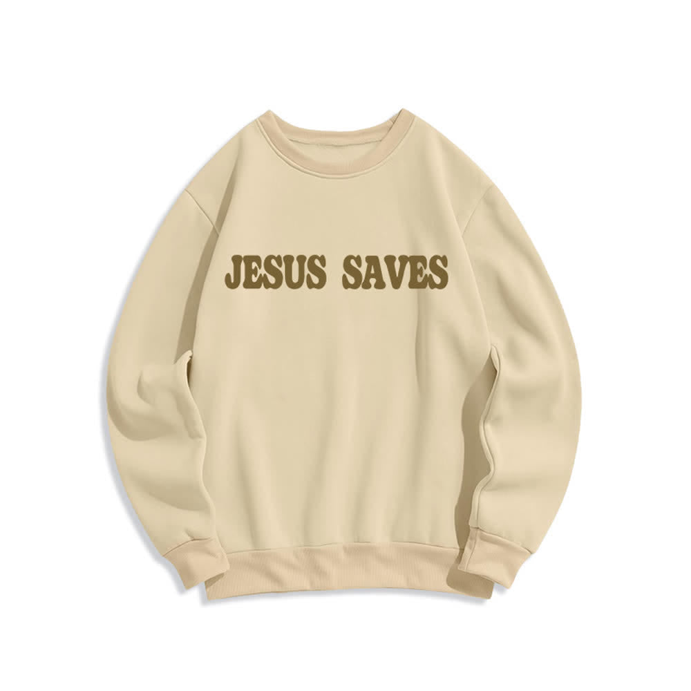 Christianartworkshop Felpa girocollo oversize con fodera in pile "Jesus Saves" - image 14