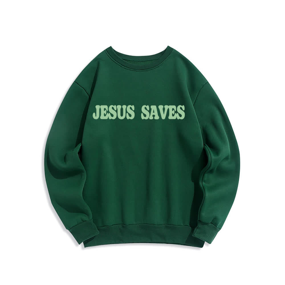 Christianartworkshop Felpa girocollo oversize con fodera in pile "Jesus Saves" - image 17
