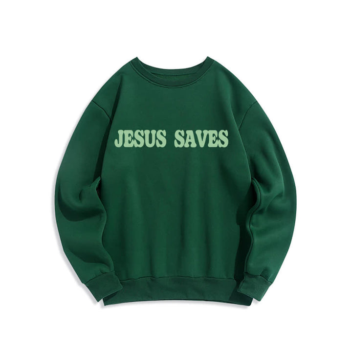Christianartworkshop Felpa girocollo oversize con fodera in pile "Jesus Saves" - image 17