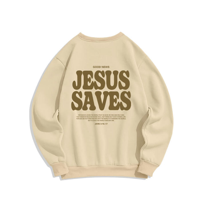 Christianartworkshop Felpa girocollo oversize con fodera in pile "Jesus Saves" - image 13