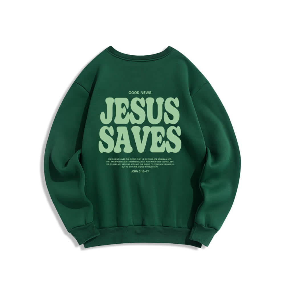 Christianartworkshop Felpa girocollo oversize con fodera in pile "Jesus Saves" - image 16