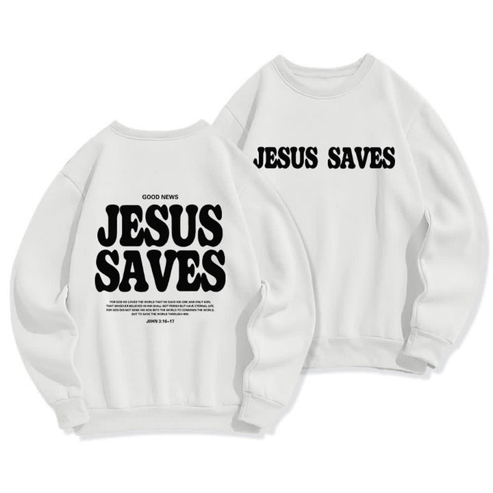 Christianartworkshop Felpa girocollo oversize con fodera in pile "Jesus Saves" - Bianco - 2XL - image 0