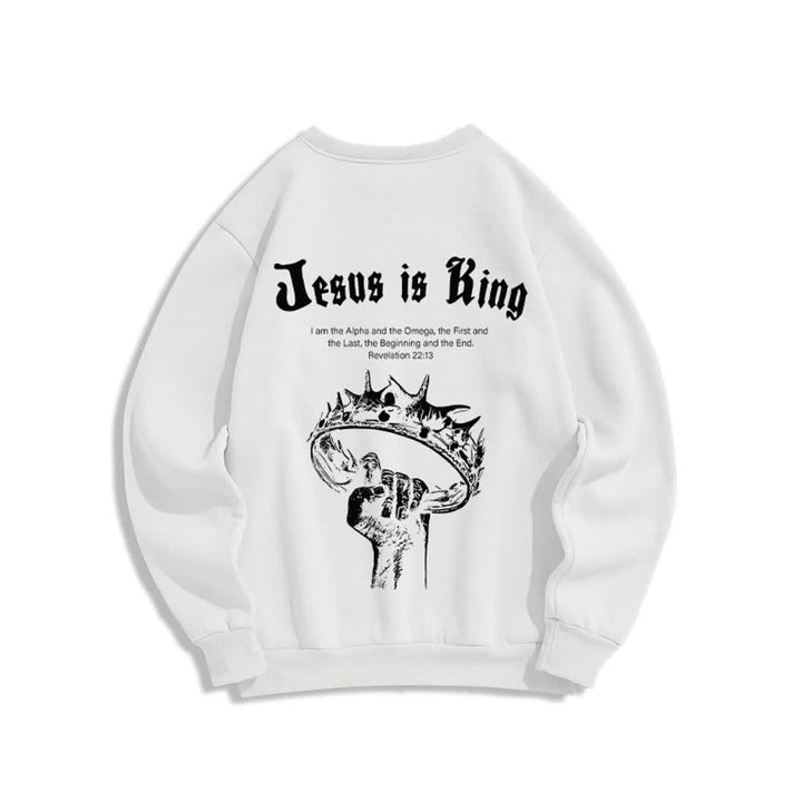 Christianartworkshop Felpa girocollo con stampa sulla schiena "Jesus Is King Crown" - image 4