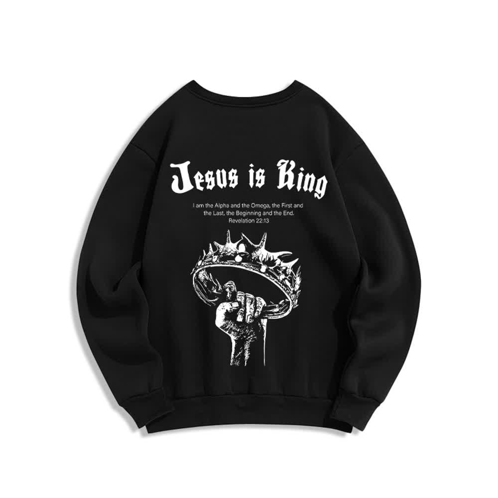 Christianartworkshop Felpa girocollo con stampa sulla schiena "Jesus Is King Crown" - image 1