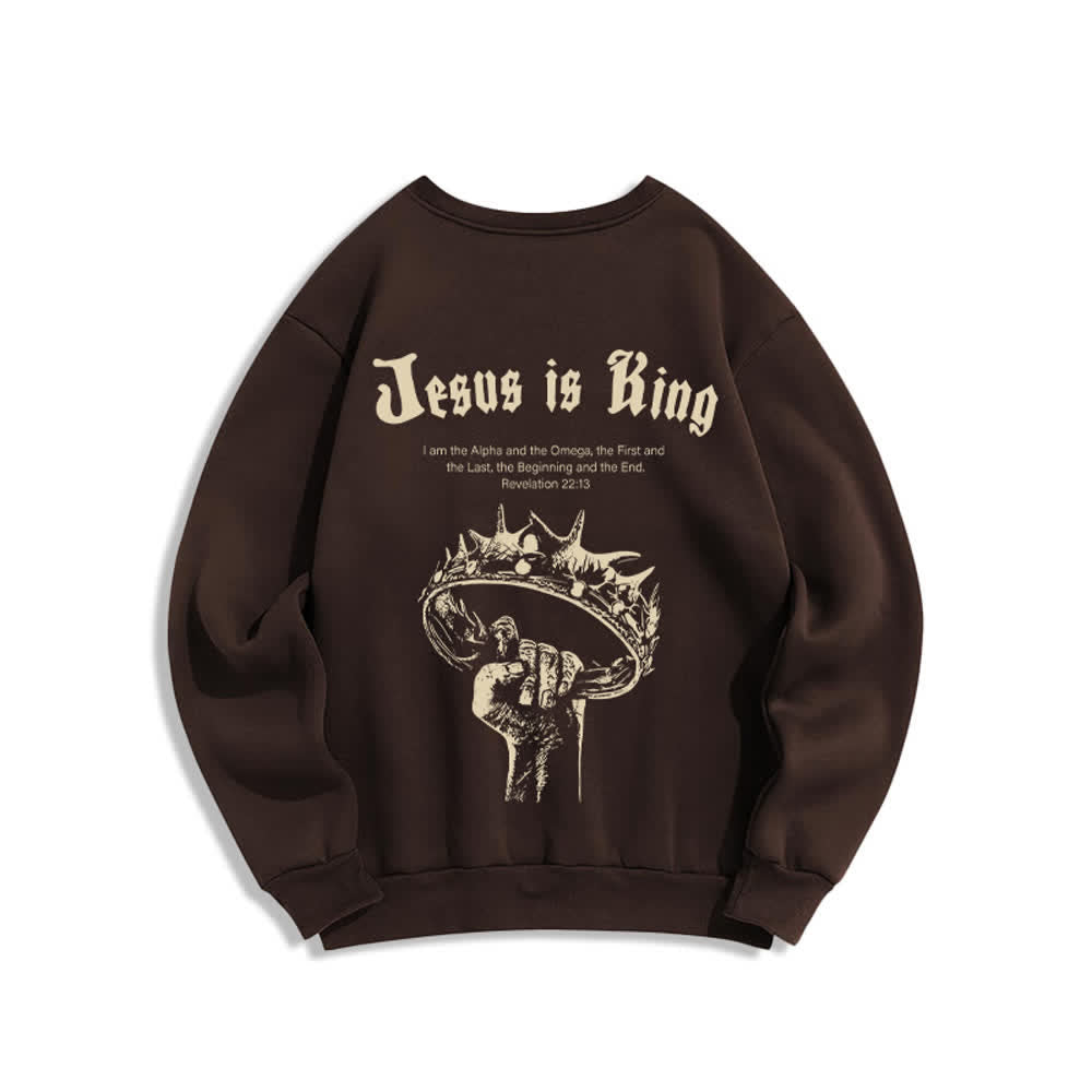 Christianartworkshop Felpa girocollo con stampa sulla schiena "Jesus Is King Crown" - image 7