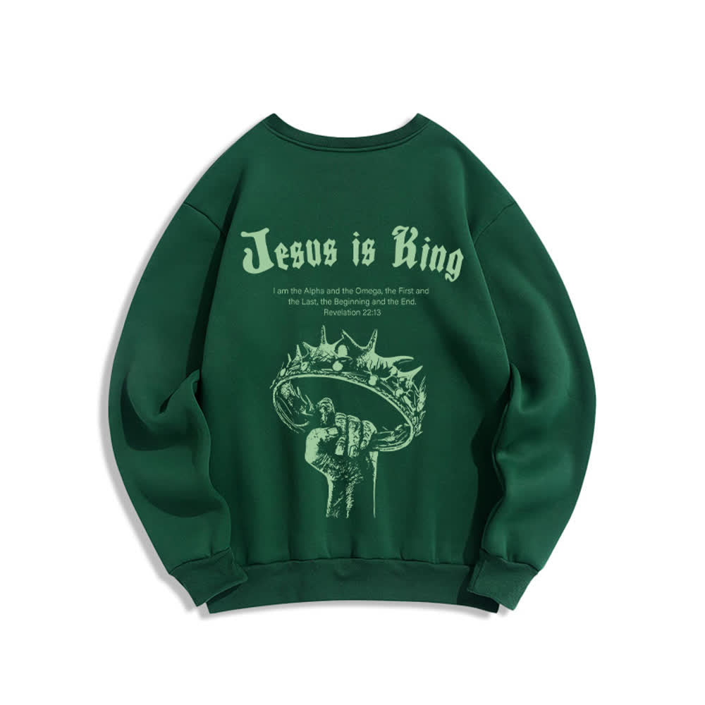 Christianartworkshop Felpa girocollo con stampa sulla schiena "Jesus Is King Crown" - image 13