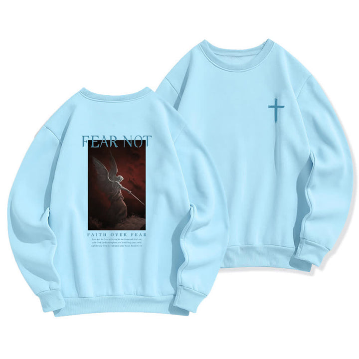 Christianartworkshop Felpa girocollo con grafica "Fear Not Angel Back" e croce. - Blu - 2XL - image 9