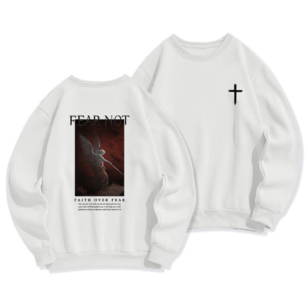 Christianartworkshop Felpa girocollo con grafica "Fear Not Angel Back" e croce. - Bianco - 2XL - image 0