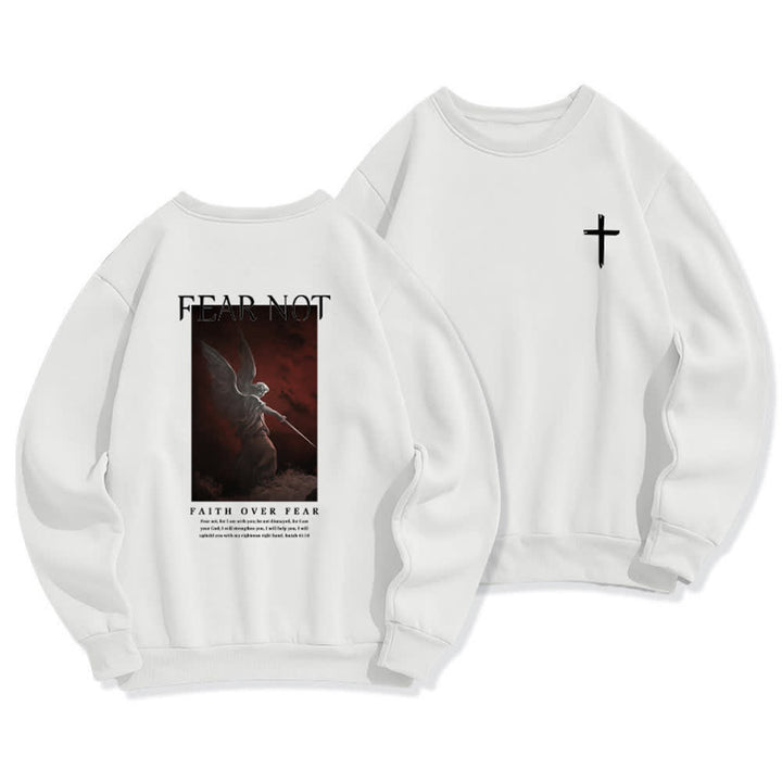 Christianartworkshop Felpa girocollo con grafica "Fear Not Angel Back" e croce. - Bianco - 2XL - image 0