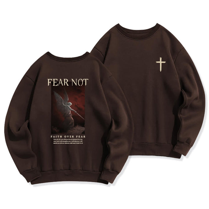 Christianartworkshop Felpa girocollo con grafica "Fear Not Angel Back" e croce. - Marrone - 2XL - image 6
