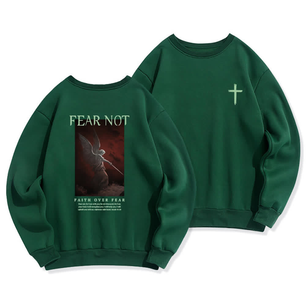 Christianartworkshop Felpa girocollo con grafica "Fear Not Angel Back" e croce. - Verde - 2XL - image 15