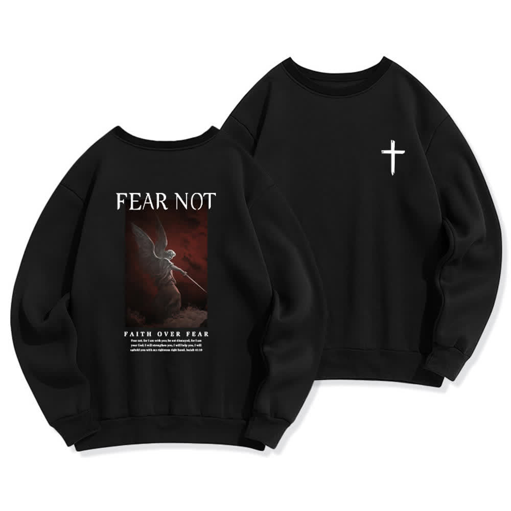 Christianartworkshop Felpa girocollo con grafica "Fear Not Angel Back" e croce. - Nero - 2XL - image 3