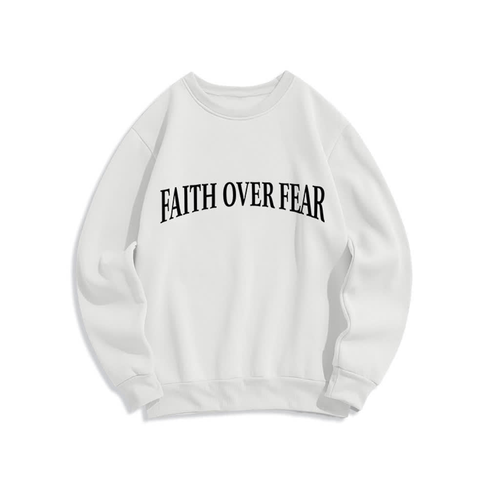 Christianartworkshop Felpa girocollo foderata in pile con grafica a croce "Faith Over Fear" - image 5