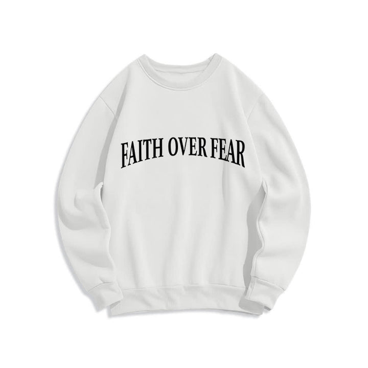 Christianartworkshop Felpa girocollo foderata in pile con grafica a croce "Faith Over Fear" - image 5