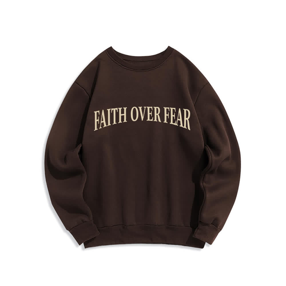Christianartworkshop Felpa girocollo foderata in pile con grafica a croce "Faith Over Fear" - image 2