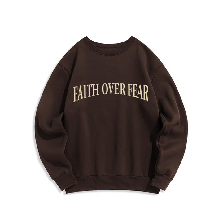 Christianartworkshop Felpa girocollo foderata in pile con grafica a croce "Faith Over Fear" - image 2
