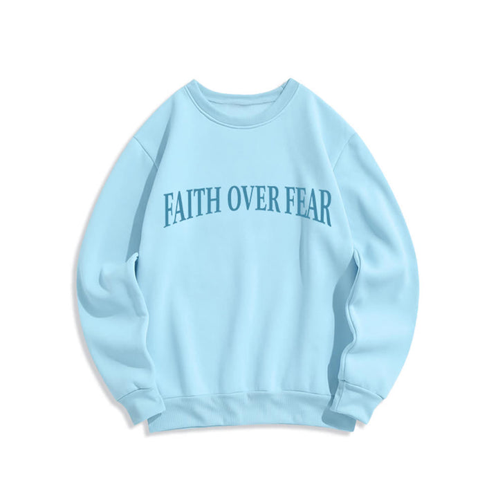 Christianartworkshop Felpa girocollo foderata in pile con grafica a croce "Faith Over Fear" - image 11