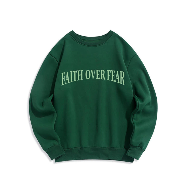 Christianartworkshop Felpa girocollo foderata in pile con grafica a croce "Faith Over Fear" - image 17