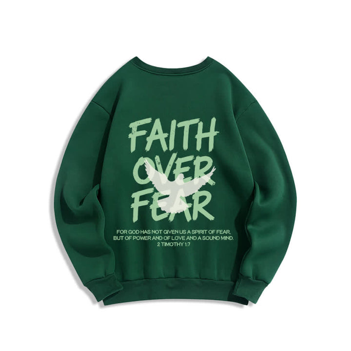 Christianartworkshop Felpa girocollo oversize con grafica "Faith Over Fear" e colomba. - image 16