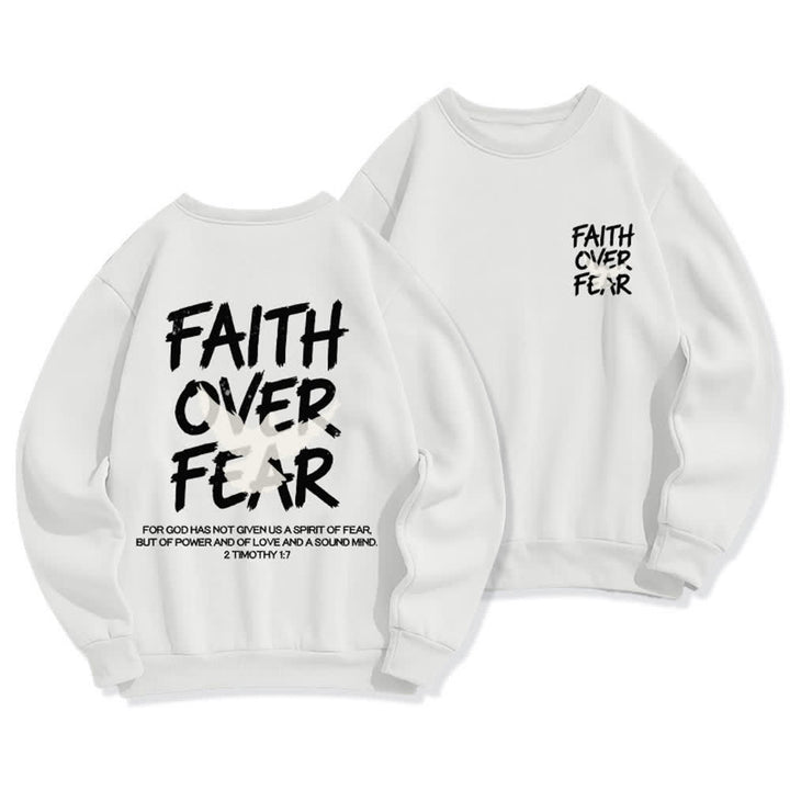 Christianartworkshop Felpa girocollo oversize con grafica "Faith Over Fear" e colomba. - Bianco - 2XL - image 3