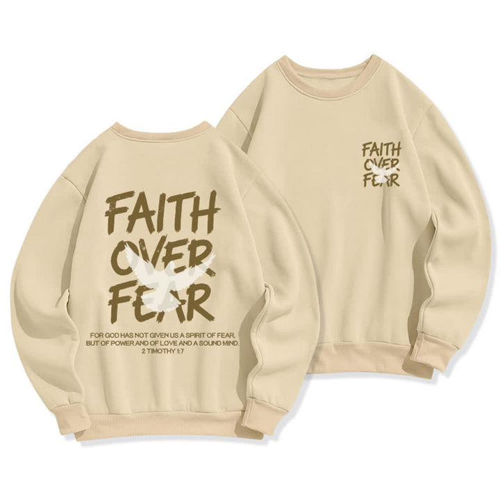 Christianartworkshop Felpa girocollo oversize con grafica "Faith Over Fear" e colomba. - Beige - 2XL - image 0