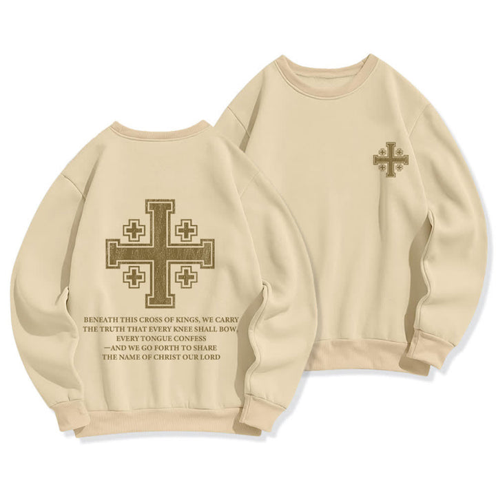 Christianartworkshop Felpa girocollo oversize con stampa incrociata sulla schiena effetto invecchiato - Beige - 2XL - image 12