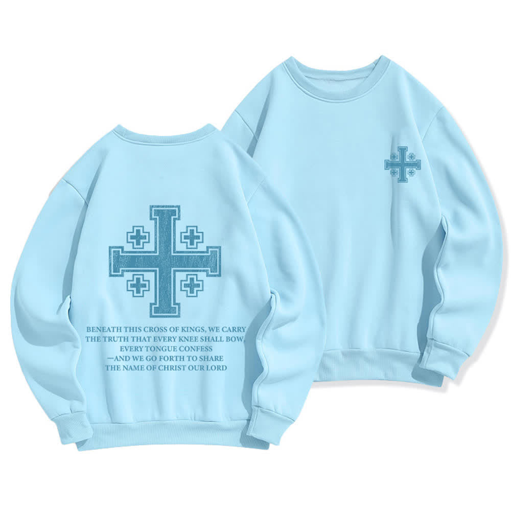 Christianartworkshop Felpa girocollo oversize con stampa incrociata sulla schiena effetto invecchiato - Blu - 2XL - image 9