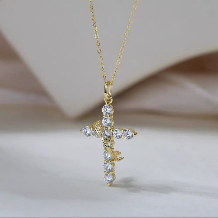 Christianartworkshop Collana con croce e anello impreziosito da pietre scintillanti: emblema di pura grazia celeste. - D'oro - image 3