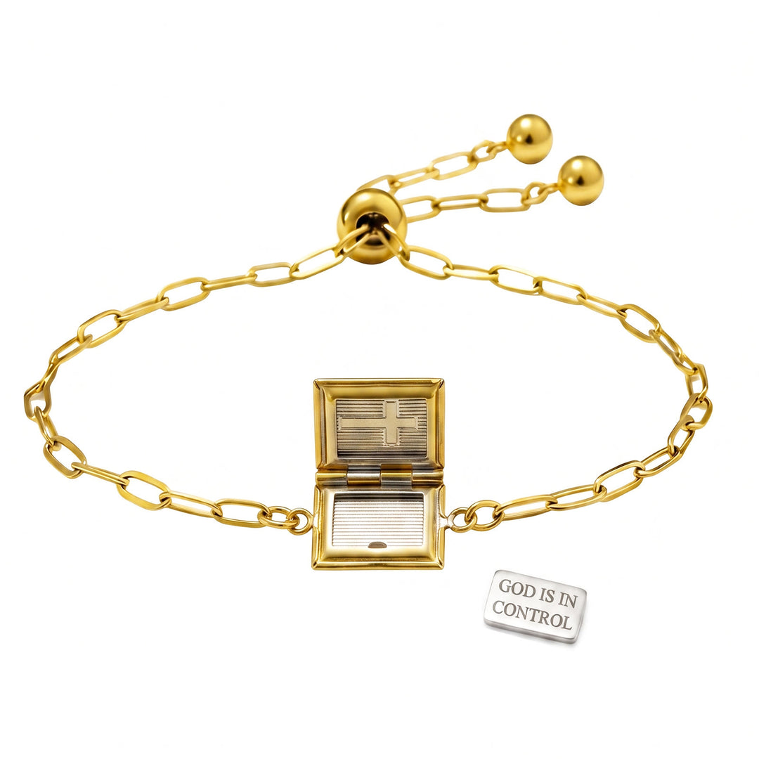 Christianartworkshop Bracciale con ciondolo a forma di libro e cerniera, con incisione "Fede Interiore": simbolo di serena e duratura fiducia. - D'oro - image 4