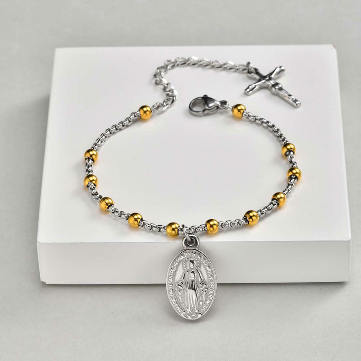 Christianartworkshop Bracciale con medaglie e catena di perline testurizzate: simbolo di una forza interiore incrollabile. - image 25