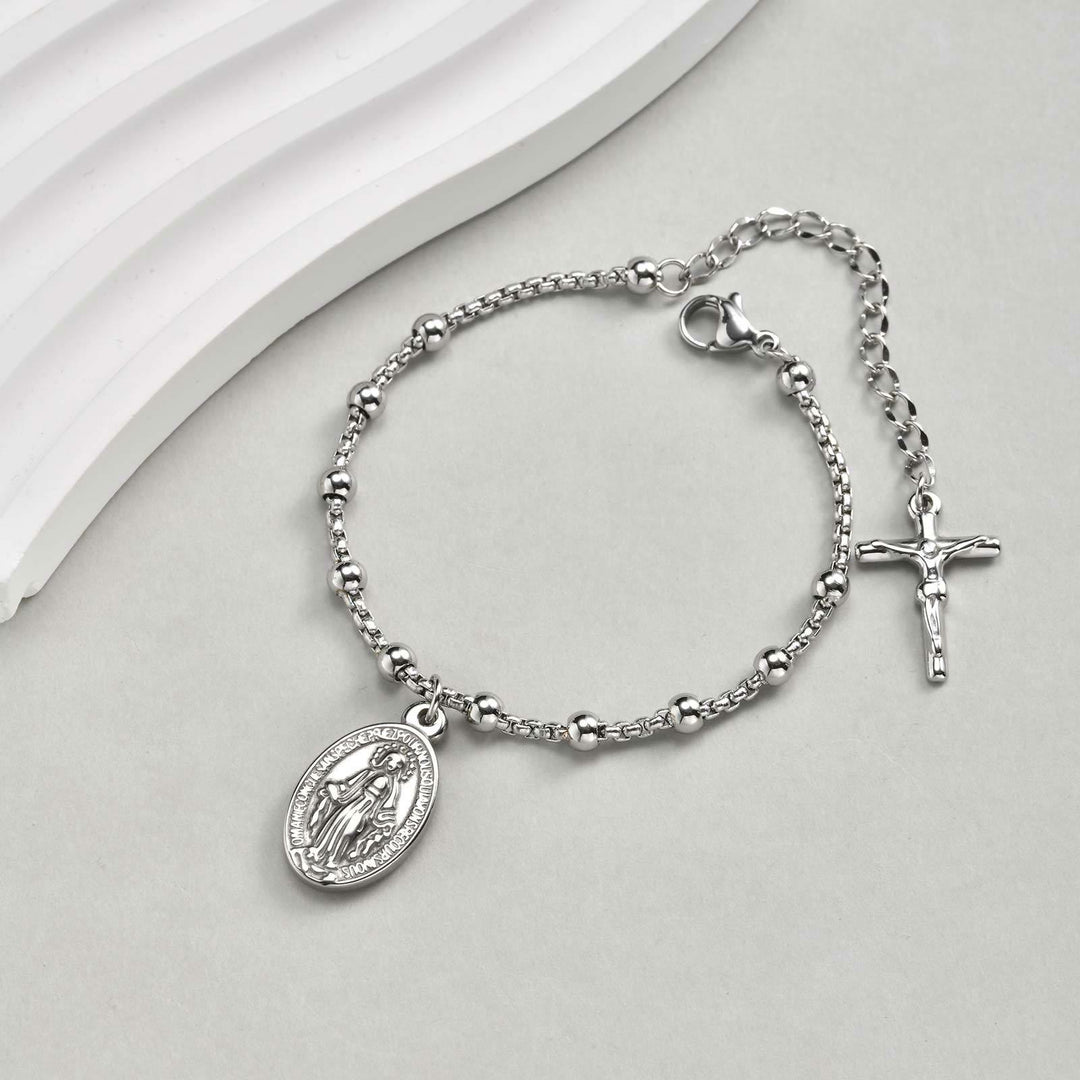 Christianartworkshop Bracciale con medaglie e catena di perline testurizzate: simbolo di una forza interiore incrollabile. - image 27